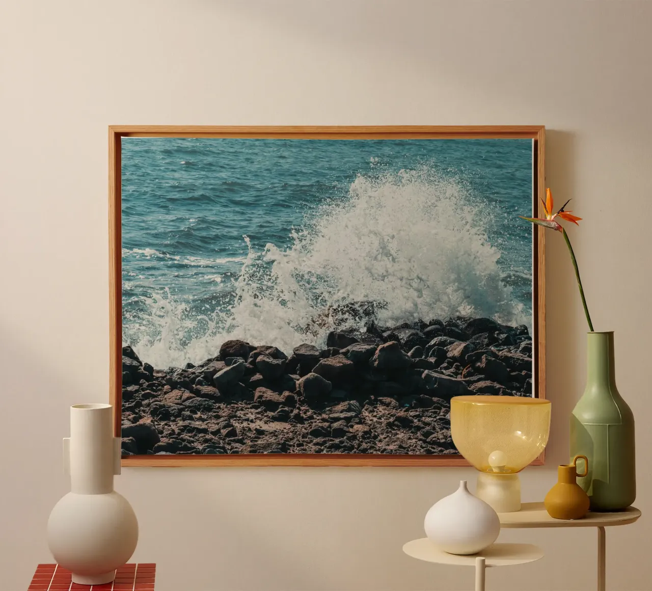 Splashing Waves on Rocks canvas by PhotoVibe Decor