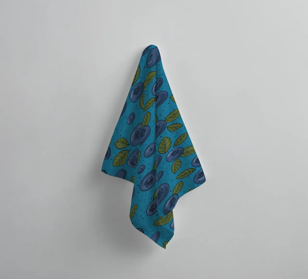 Blueberries on blue towel by Painted Nature