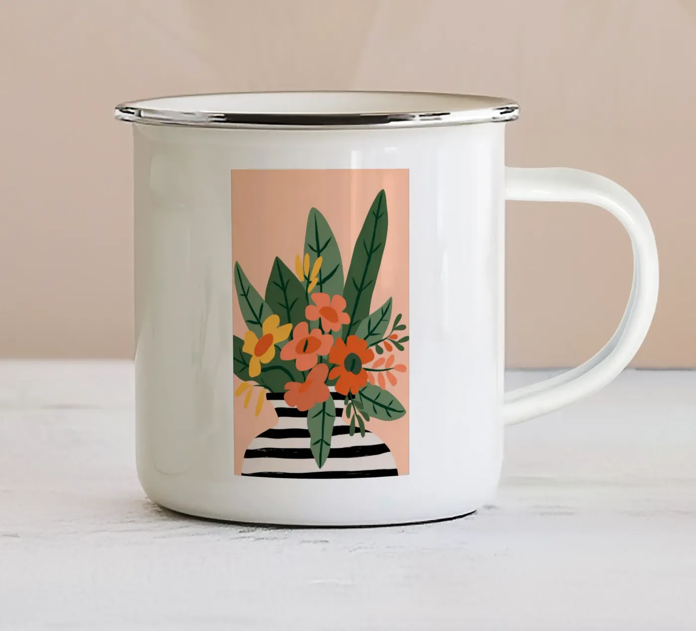 Vegetable Pattern enamel mug by Seren Liodra