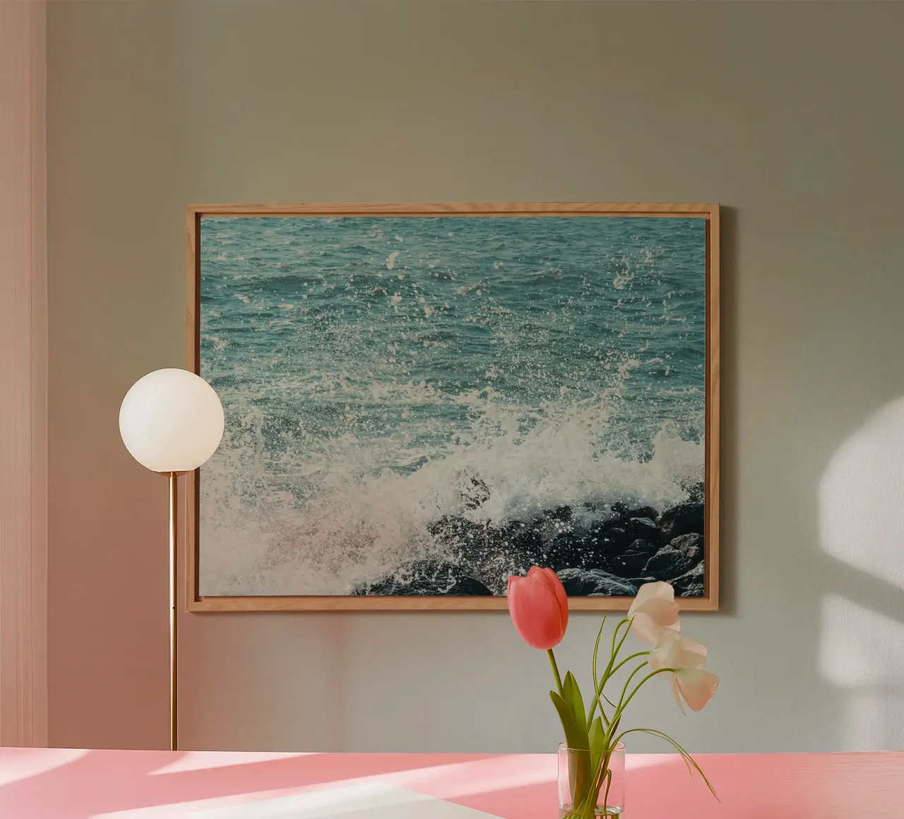 Spruzzi d'onda sulle rocce alluminio dibond da PhotoVibe Decor