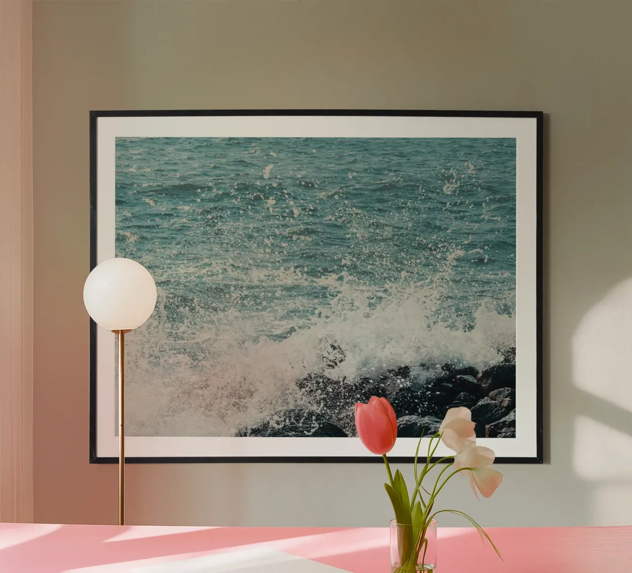 Spruzzi d'onda sulle rocce carta hahnemühle da PhotoVibe Decor