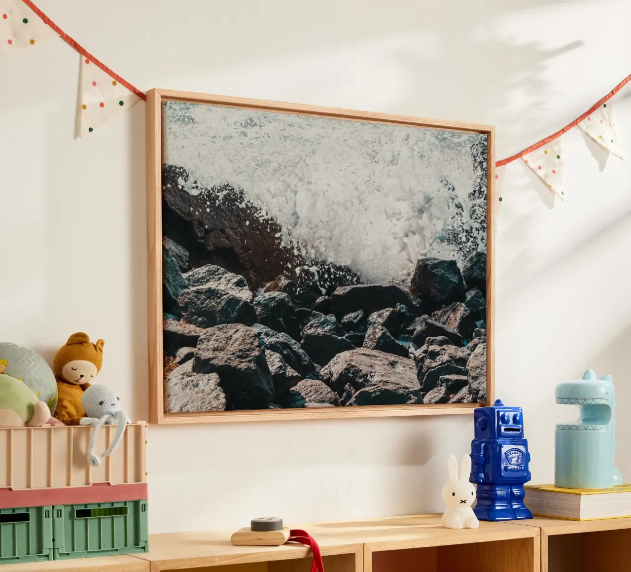Splashing Waves on Rocks canvas by PhotoVibe Decor