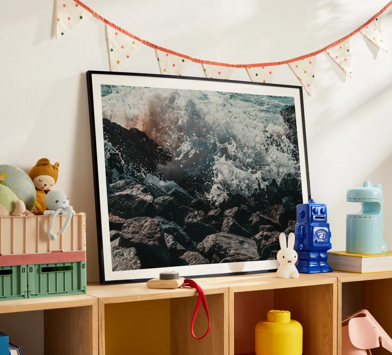 Spruzzi d'onda sulle rocce carta hahnemühle da PhotoVibe Decor