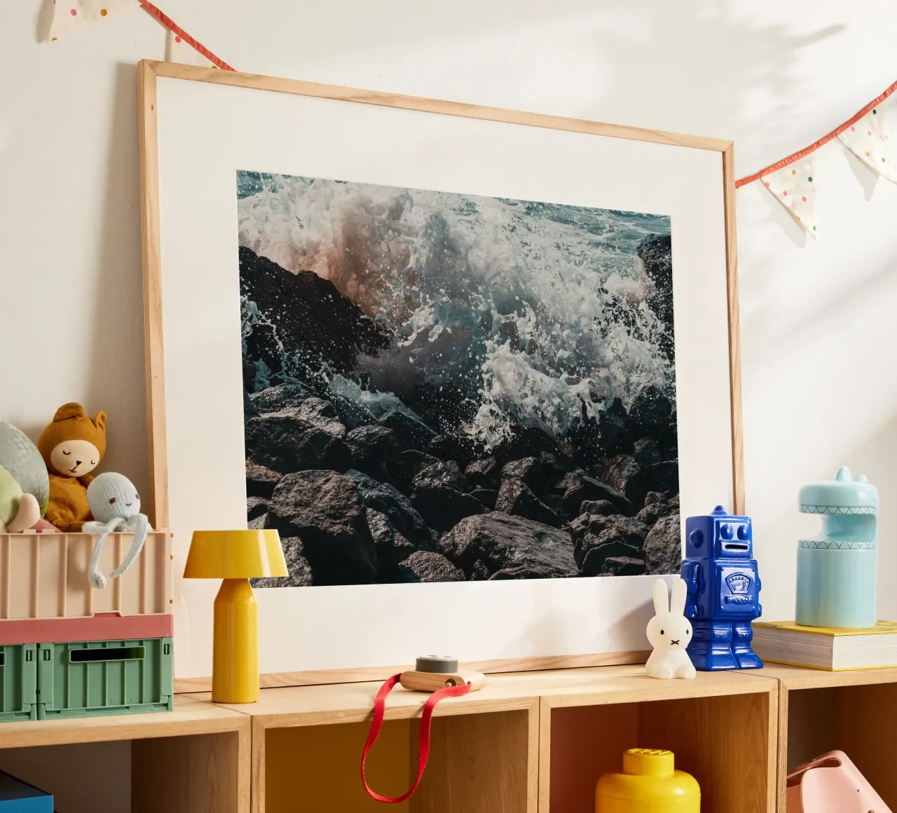Spruzzi d'onda sulle rocce carta hahnemühle da PhotoVibe Decor
