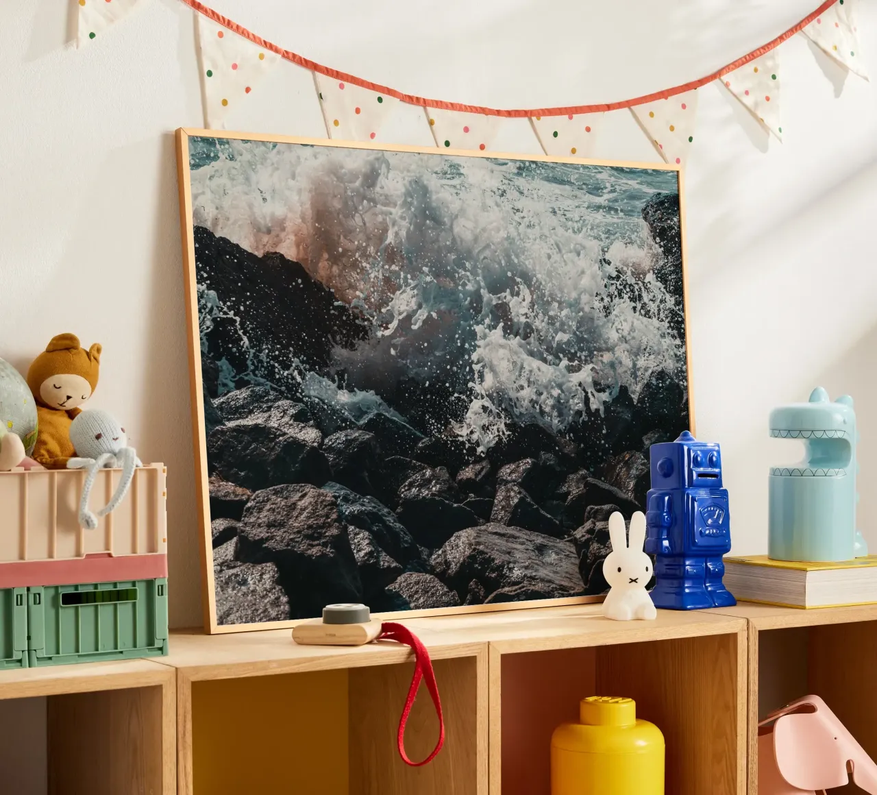 Spruzzi d'onda sulle rocce carta hahnemühle da PhotoVibe Decor