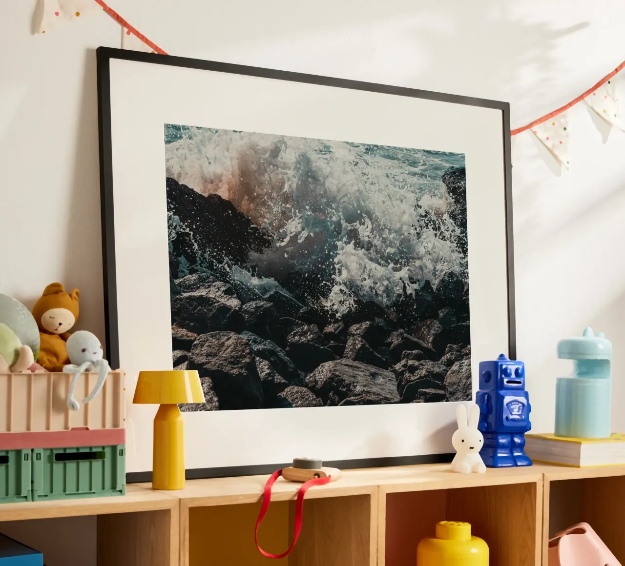 Spruzzi d'onda sulle rocce carta hahnemühle da PhotoVibe Decor