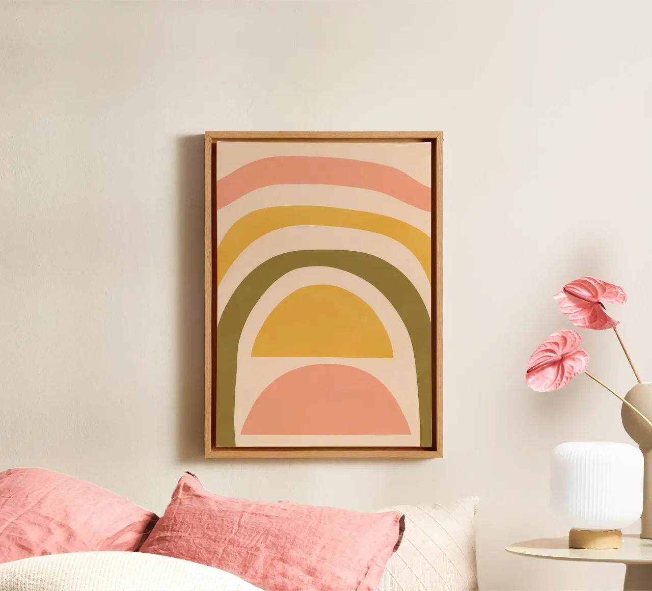 Abstracte regenboog canvas met Baklijst van Seren Liodra