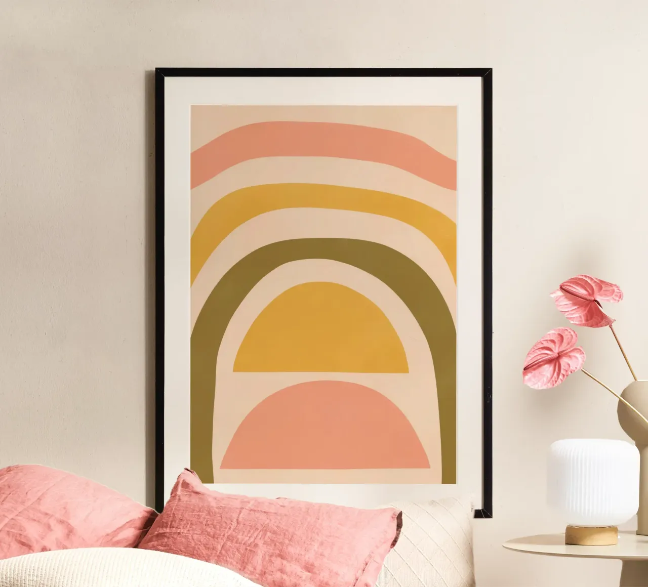 Arcobaleno astratto poster con telaio in legno da Seren Liodra