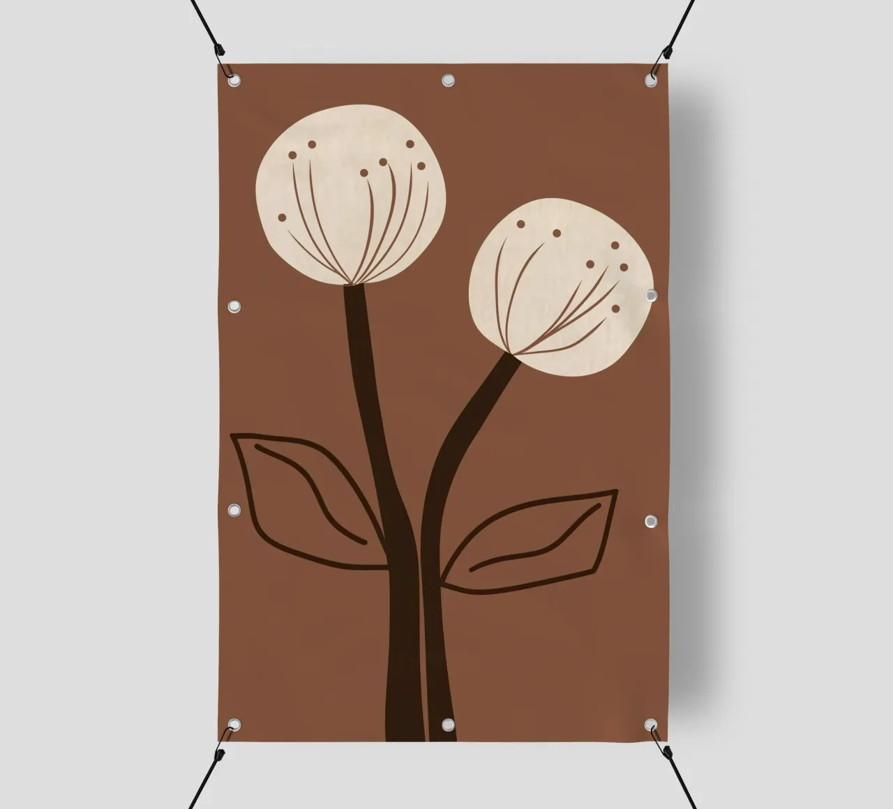 Fiori di dente di leone marroni decorativi | Natura morta in stile bohémien telo in pvc da Autofocus