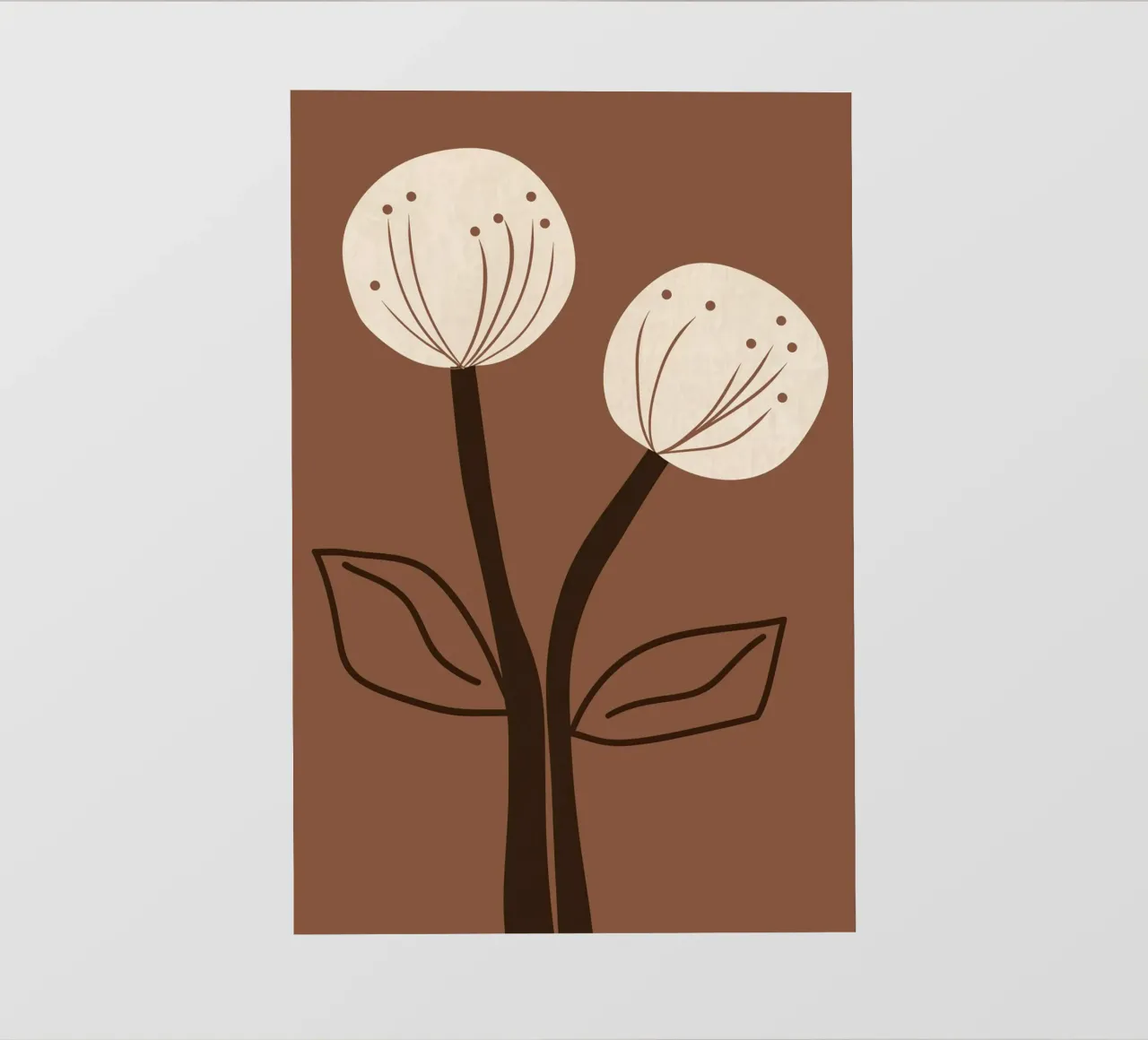 Fiori di dente di leone marroni decorativi | Natura morta in stile bohémien telo in pvc da Autofocus