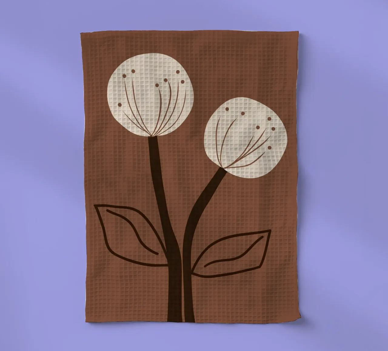 Flores de diente de león marrones decorativas | Bodegón estilo boho paño de cocina de Autofocus