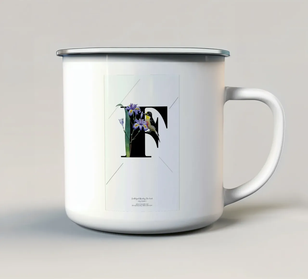 Botanical Alphabet - F tazza in smalto da Froilein Juno