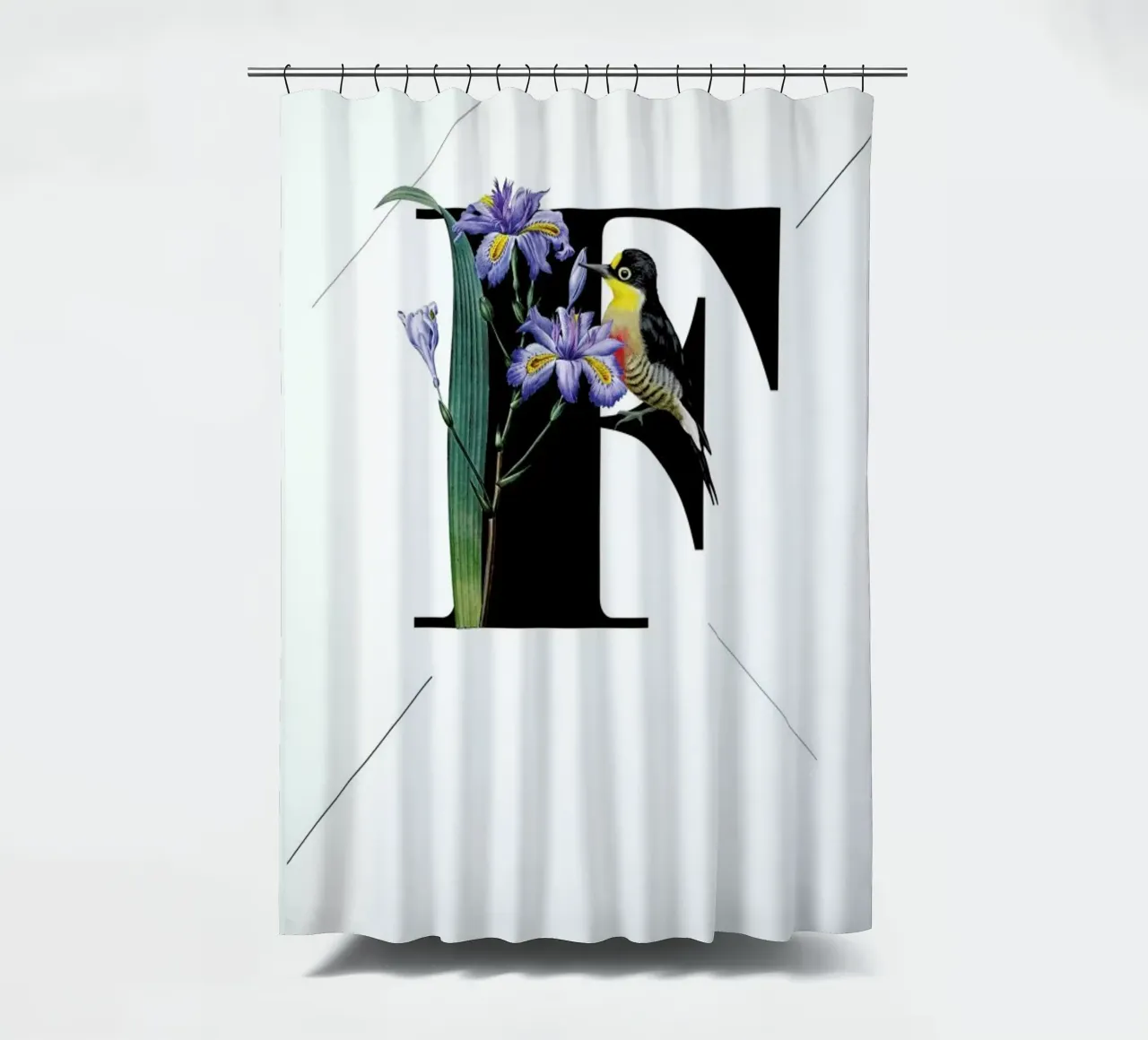 Botanical Alphabet - F shower curtain by Froilein Juno