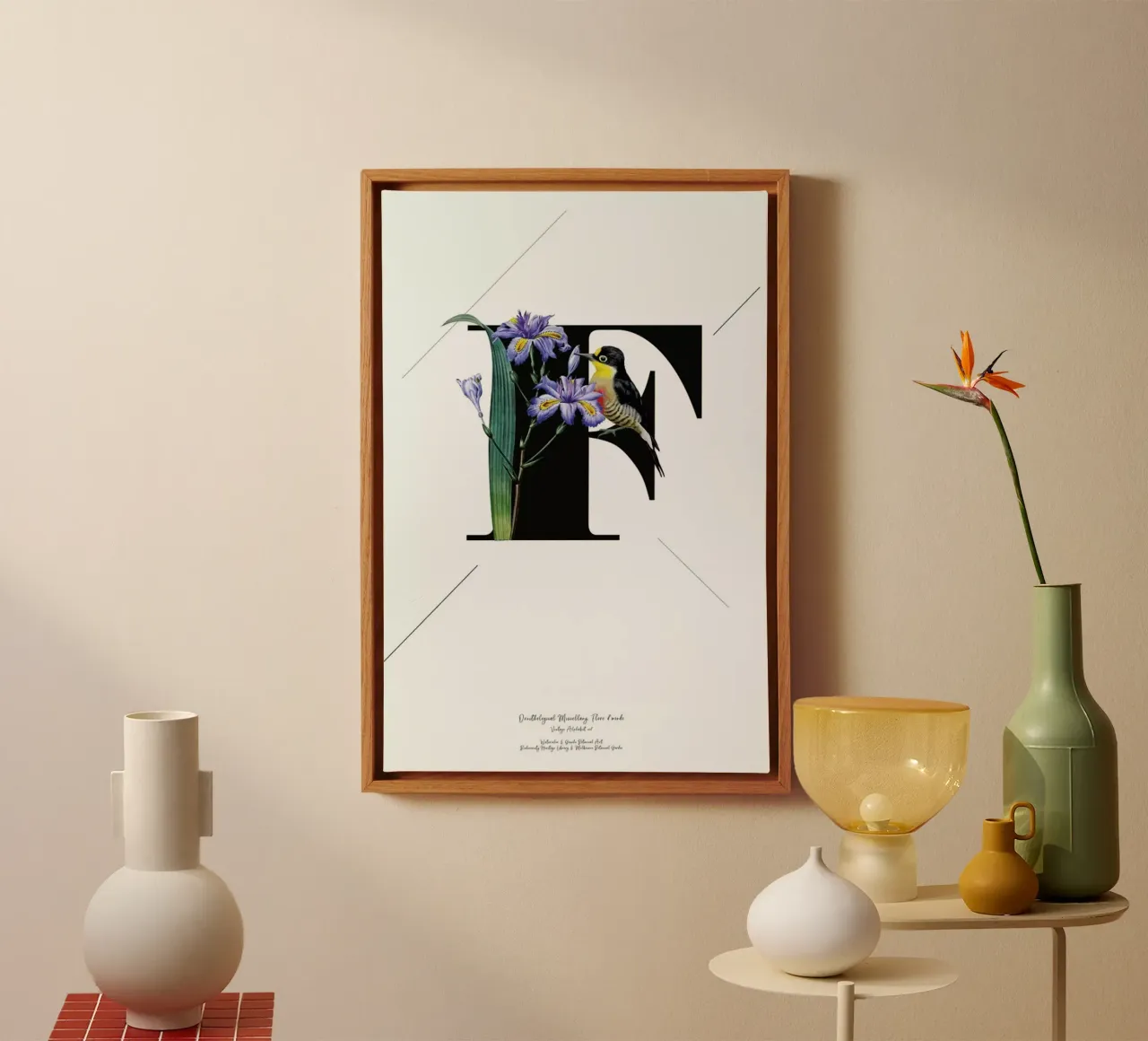 Botanical Alphabet - F tela con Cornice a cassetta da Froilein Juno