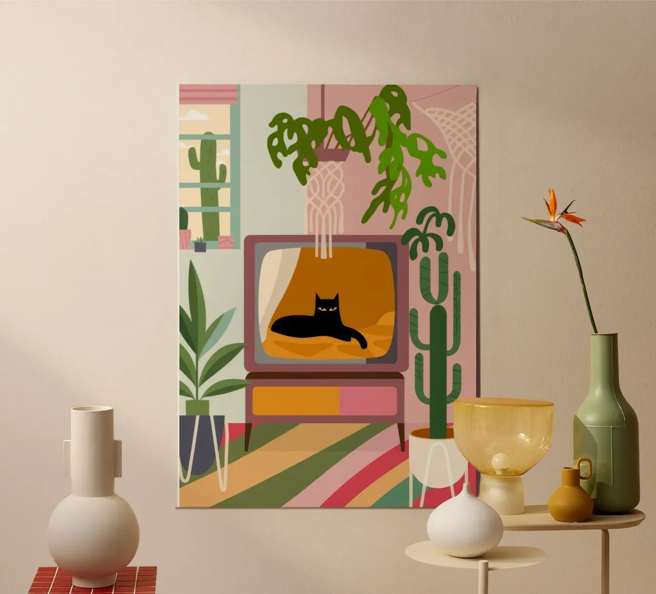 Gatto TV poster con telaio in legno da Seren Liodra