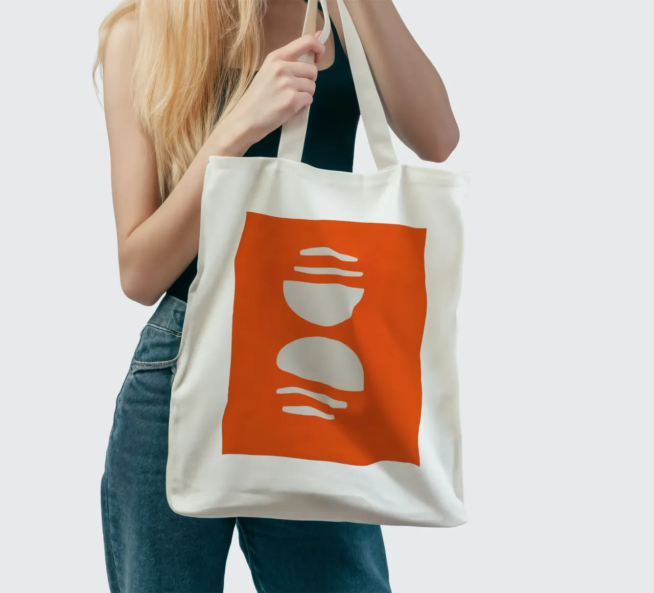 Arancione Astratto borsa in juta da Seren Liodra