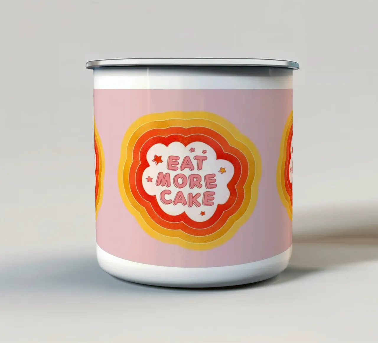 Eat More Cake" Retro Typography Art Print - Dessert Lover tazza in smalto da showmemars
