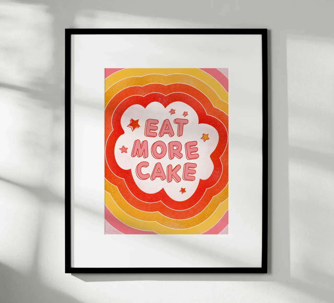 Eat More Cake" Retro Typography Art Print - Dessert Lover poster con telaio in plastica da showmemars