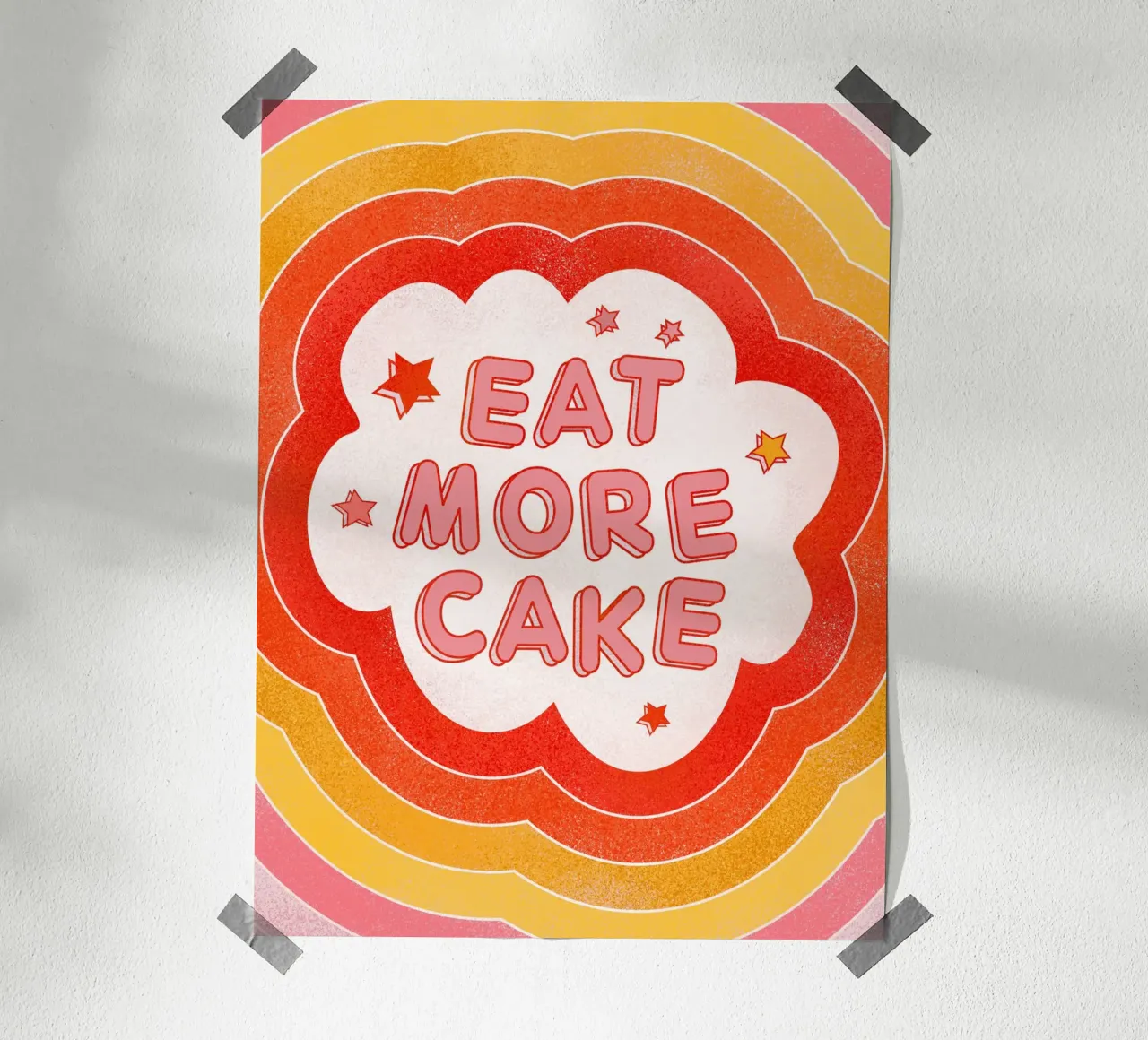 Eat More Cake" Retro Typography Art Print - Dessert Lover poster con telaio in plastica da showmemars