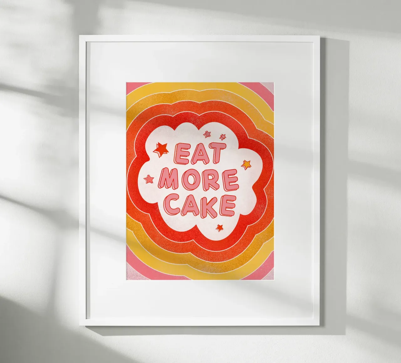 Eat More Cake" Retro Typography Art Print - Dessert Lover poster con telaio in plastica da showmemars