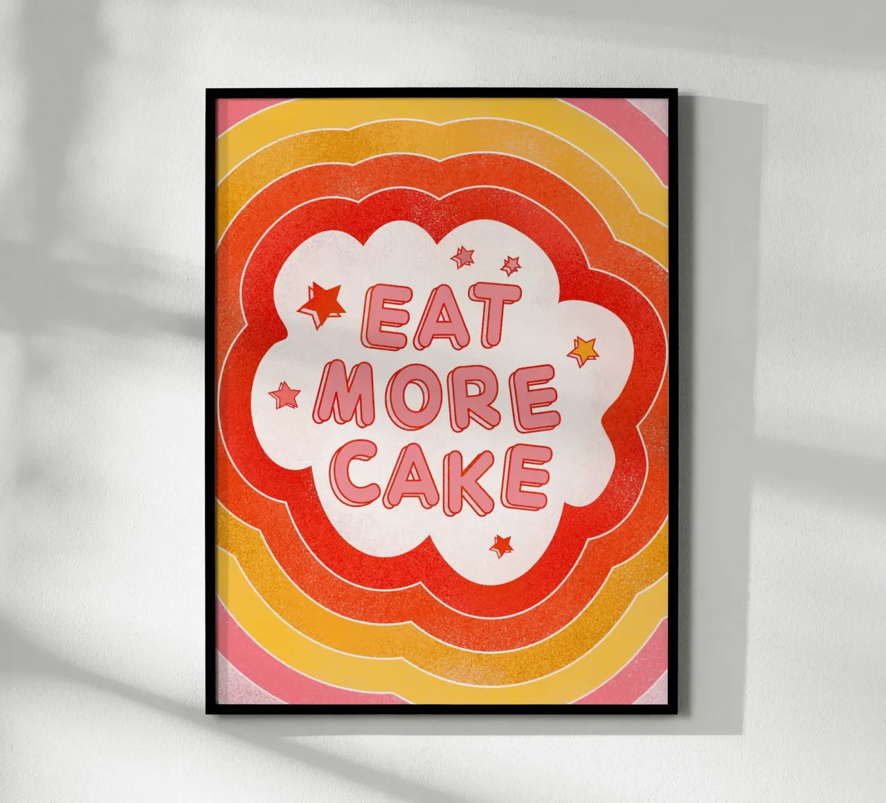 Eat More Cake" Retro Typography Art Print - Dessert Lover poster con telaio in plastica da showmemars