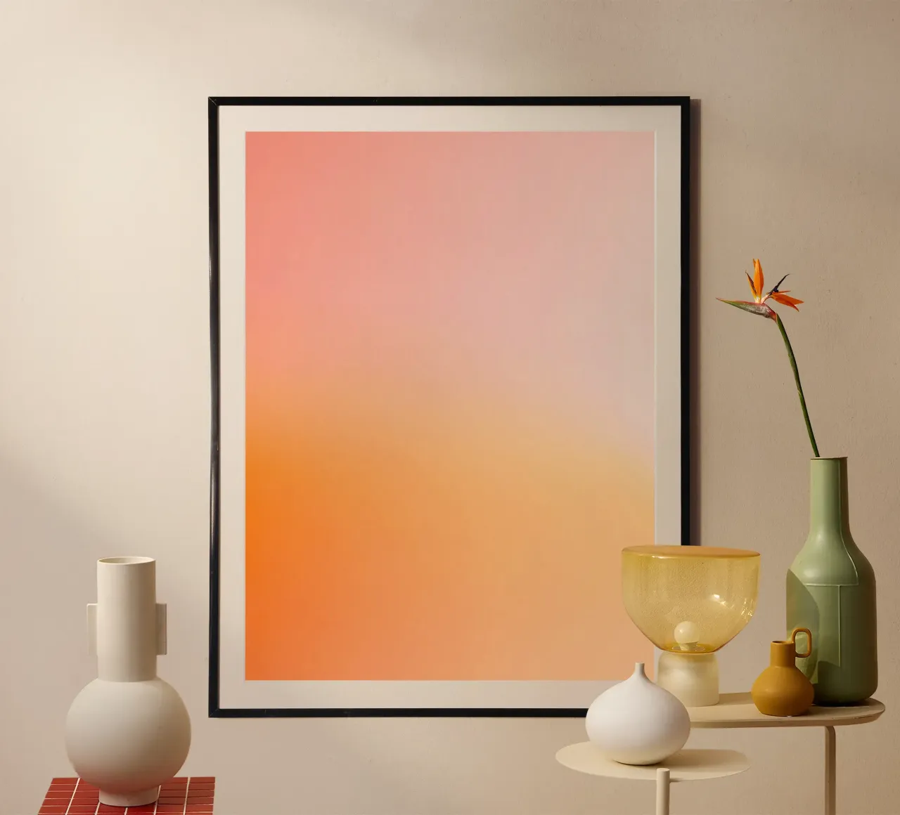 Sunset poster con telaio in alluminio da Ohkimiko