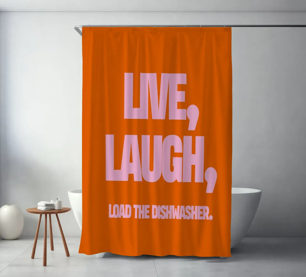 Live, Laugh, Load the Dishwasher shower curtain by TheGrumpyHomeDecor
