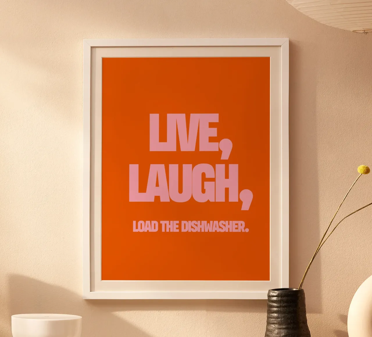 Live, Laugh, Load the Dishwasher poster con telaio in plastica da TheGrumpyHomeDecor