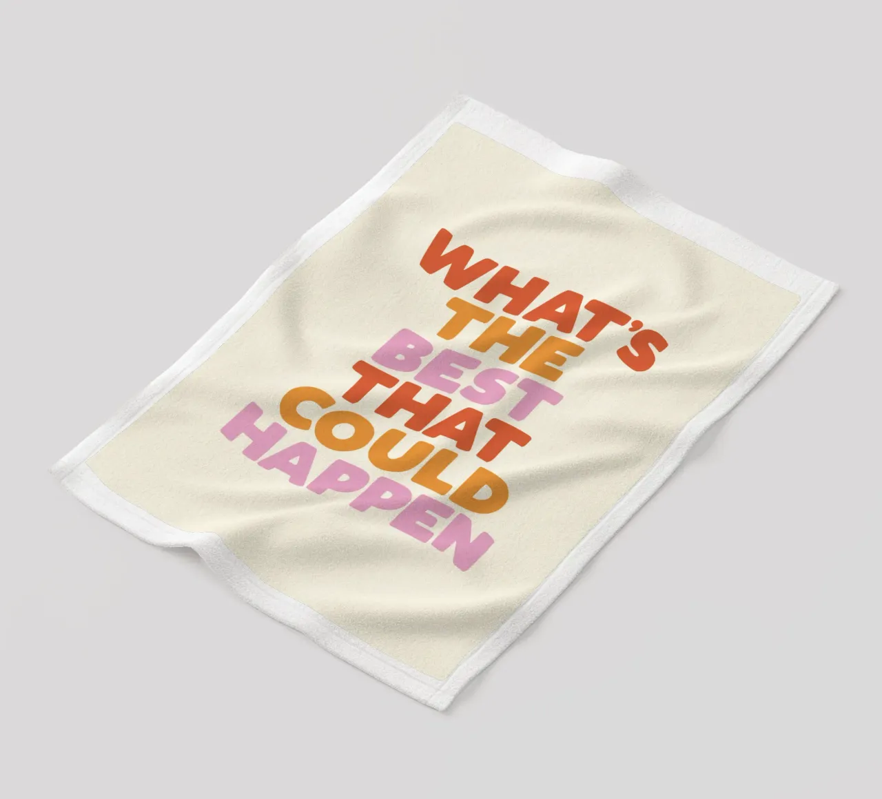 Citazione ispirazionale "What's the Best That Could Happen" (Il meglio che può accadere) Stampa coperta in pile da THE MOTIVATED TYPE