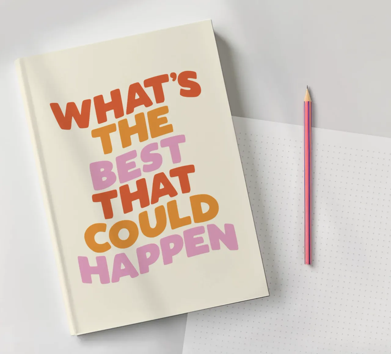 Wat is het beste dat kan gebeuren Inspirerende spreuk Print notitieboek van THE MOTIVATED TYPE