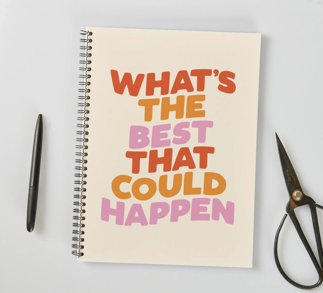 What's The Best That Could Happen Inspirational Quote Print spiral notebook by THE MOTIVATED TYPE