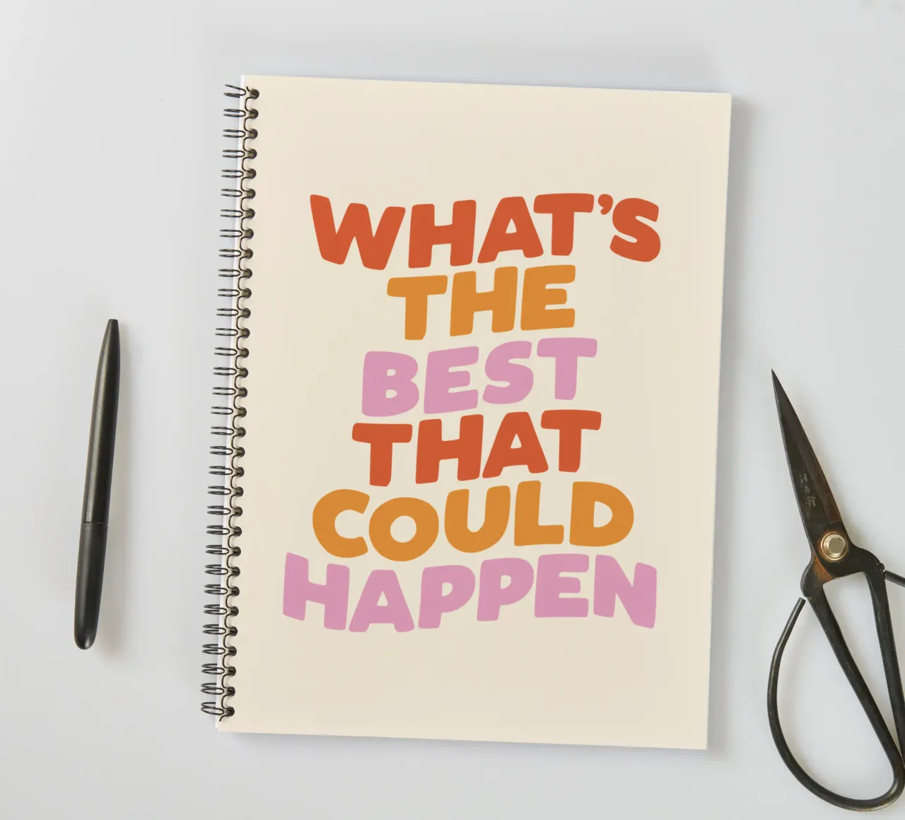 Citazione ispirazionale "What's the Best That Could Happen" (Il meglio che può accadere) Stampa diario ad anelli da THE MOTIVATED TYPE