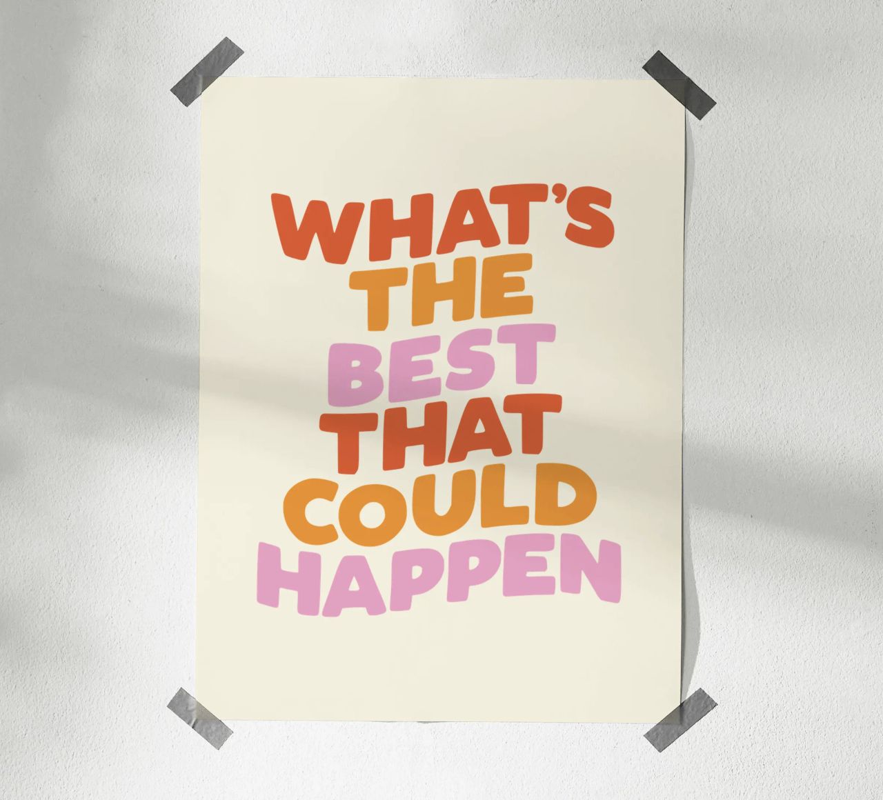 What's The Best That Could Happen Inspirational Quote Print poster by THE MOTIVATED TYPE