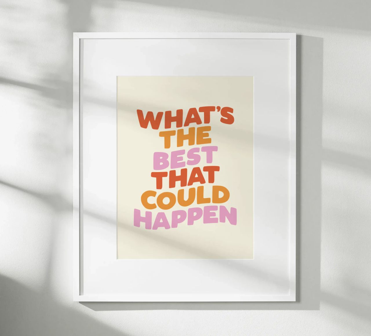 What's The Best That Could Happen Inspirational Quote Print poster by THE MOTIVATED TYPE