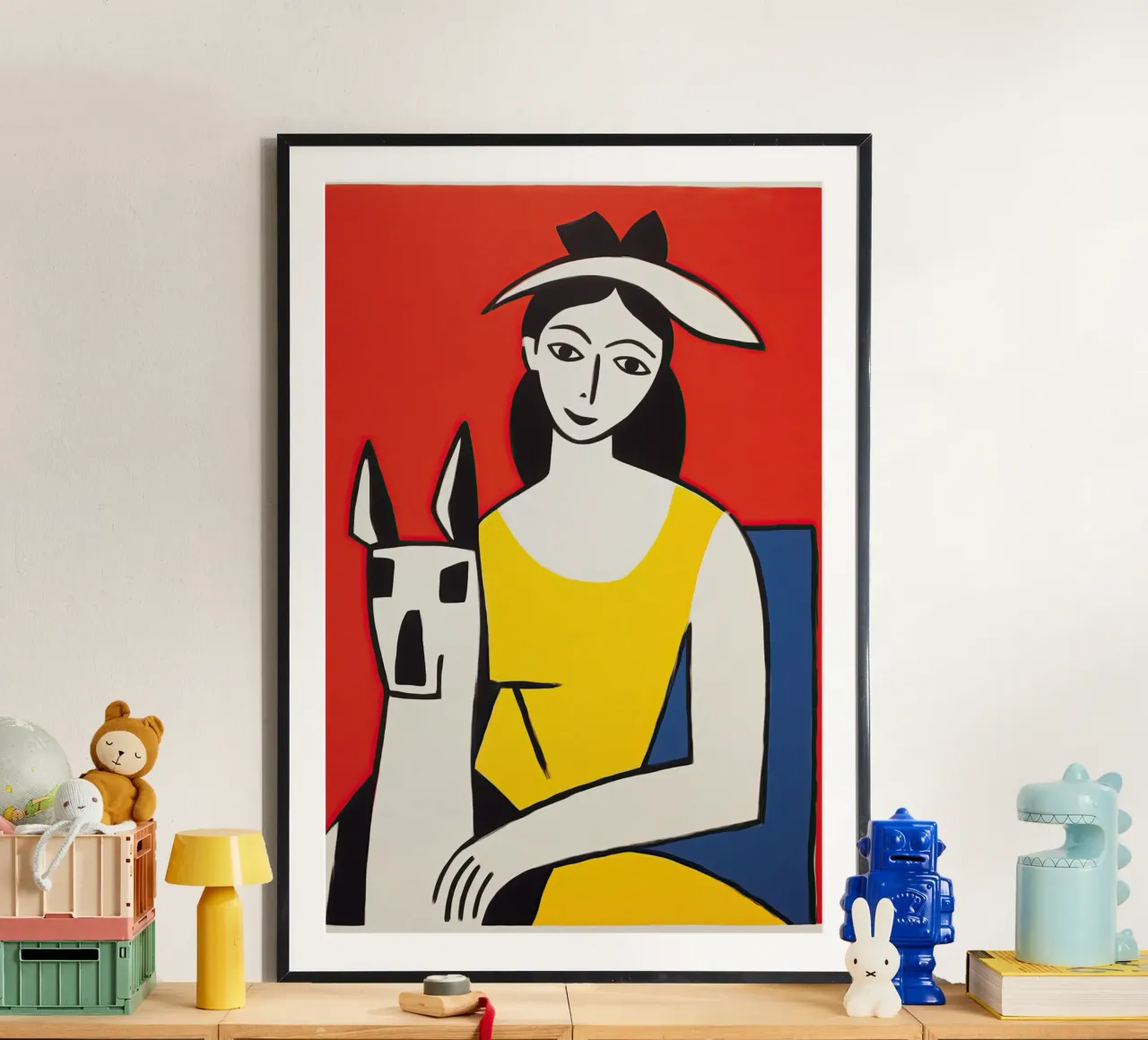 Donna con cappello e cane | Poster colorato e ottimista poster da Autofocus