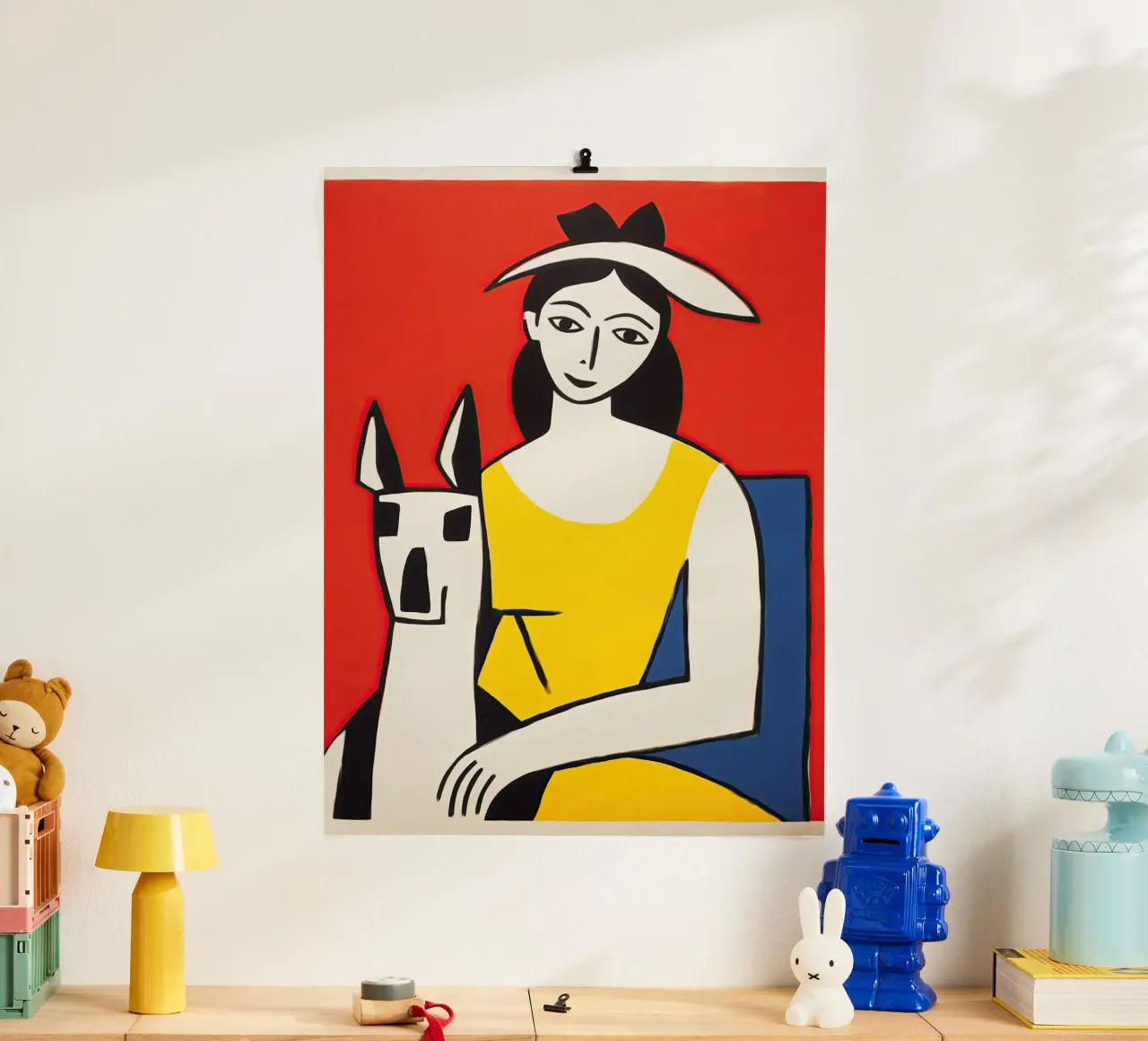 Donna con cappello e cane | Poster colorato e ottimista poster da Autofocus