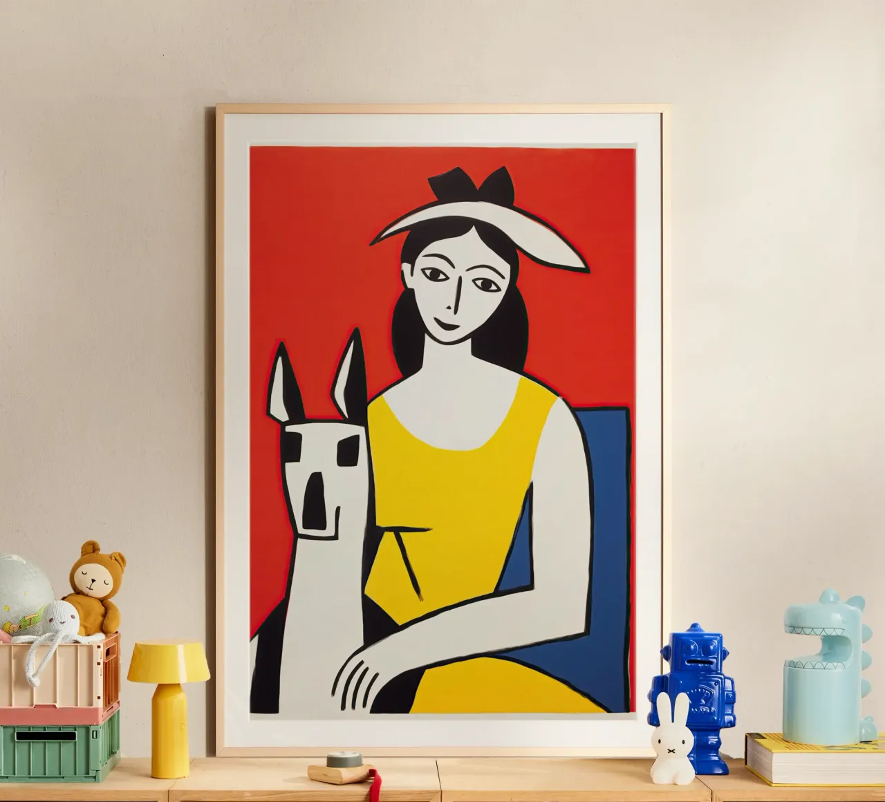 Donna con cappello e cane | Poster colorato e ottimista poster da Autofocus