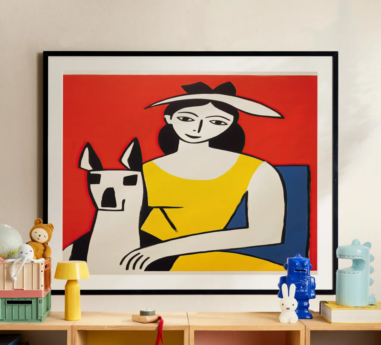 Donna con cappello e cane | Poster colorato e ottimista poster da Autofocus