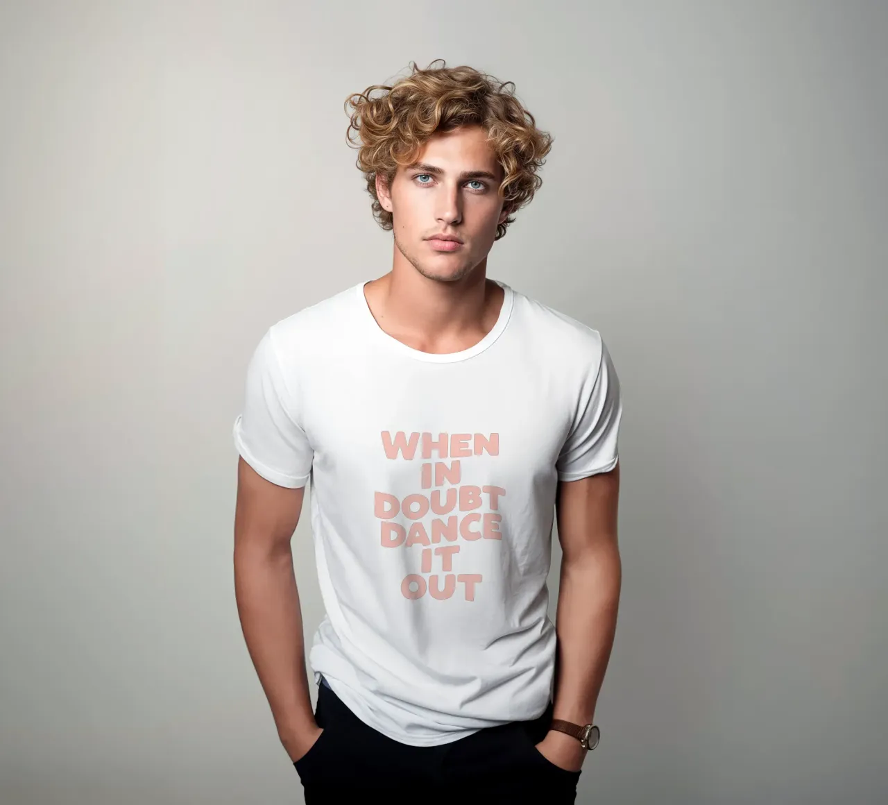 Quando si è in dubbio, si balla in modo allegro e colorato Citazione tipografica t-shirt da THE MOTIVATED TYPE