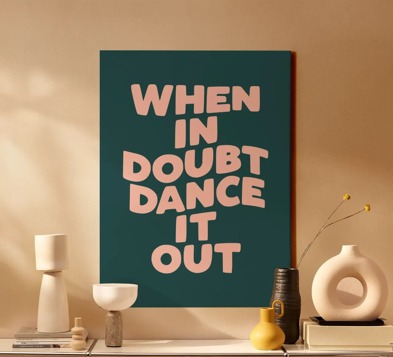 When in Doubt Dance it Out Happy Colourful Typography Quote canvas by THE MOTIVATED TYPE