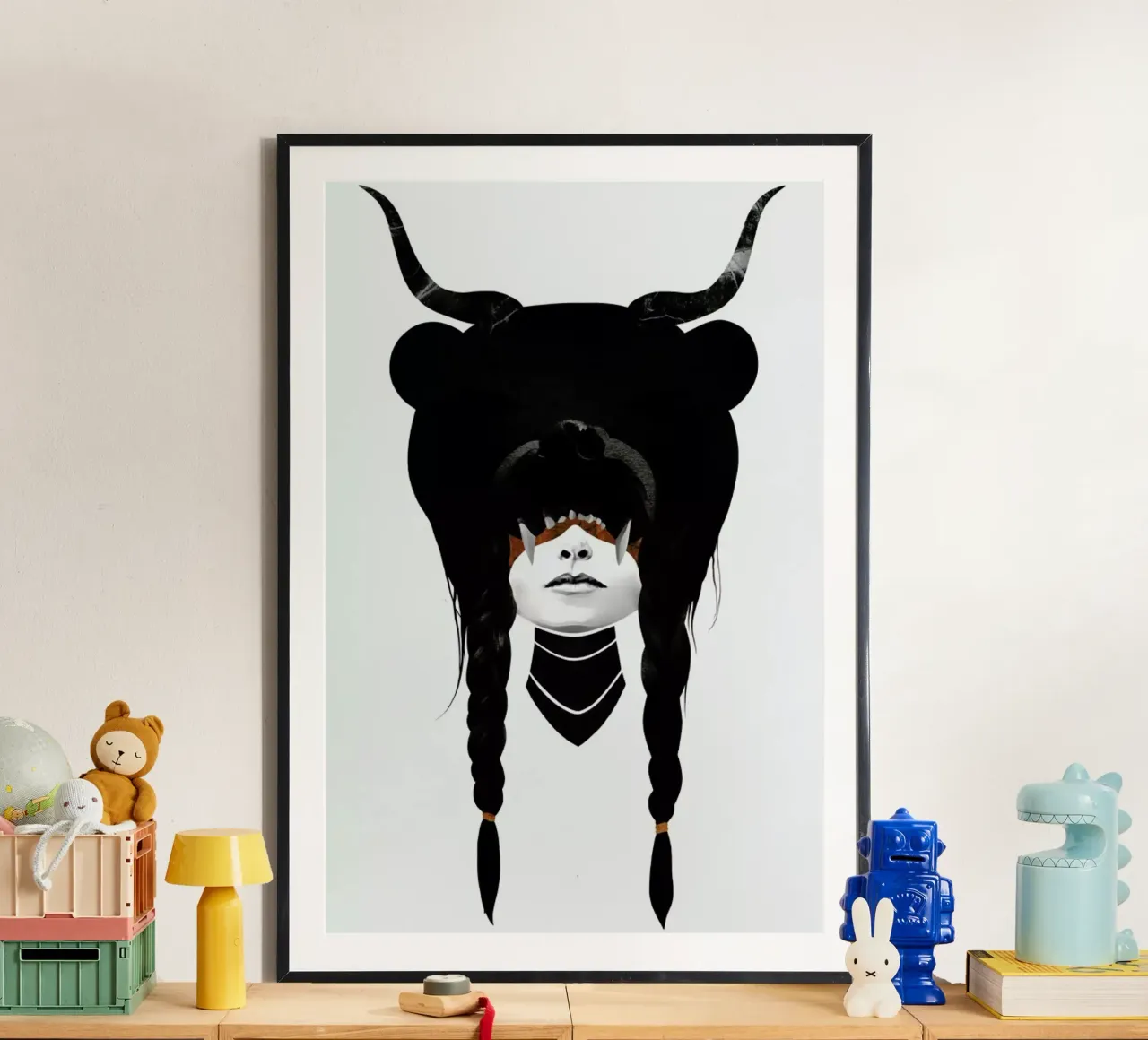 Bear Warrior poster con telaio in legno da Ruben Ireland