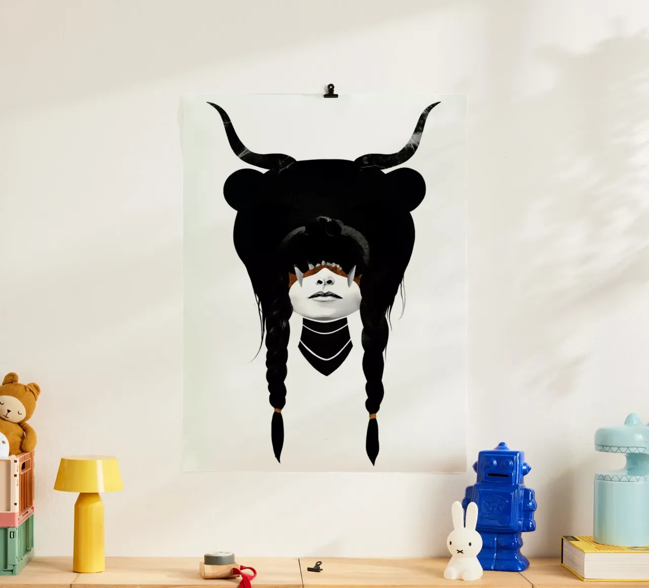 Bear Warrior poster con telaio in legno da Ruben Ireland