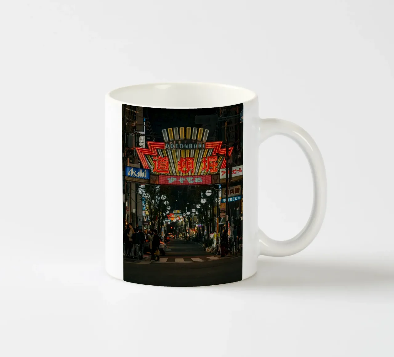Dotonbori Osaka by Night, Japan ceramic mug by Marcel Bisig