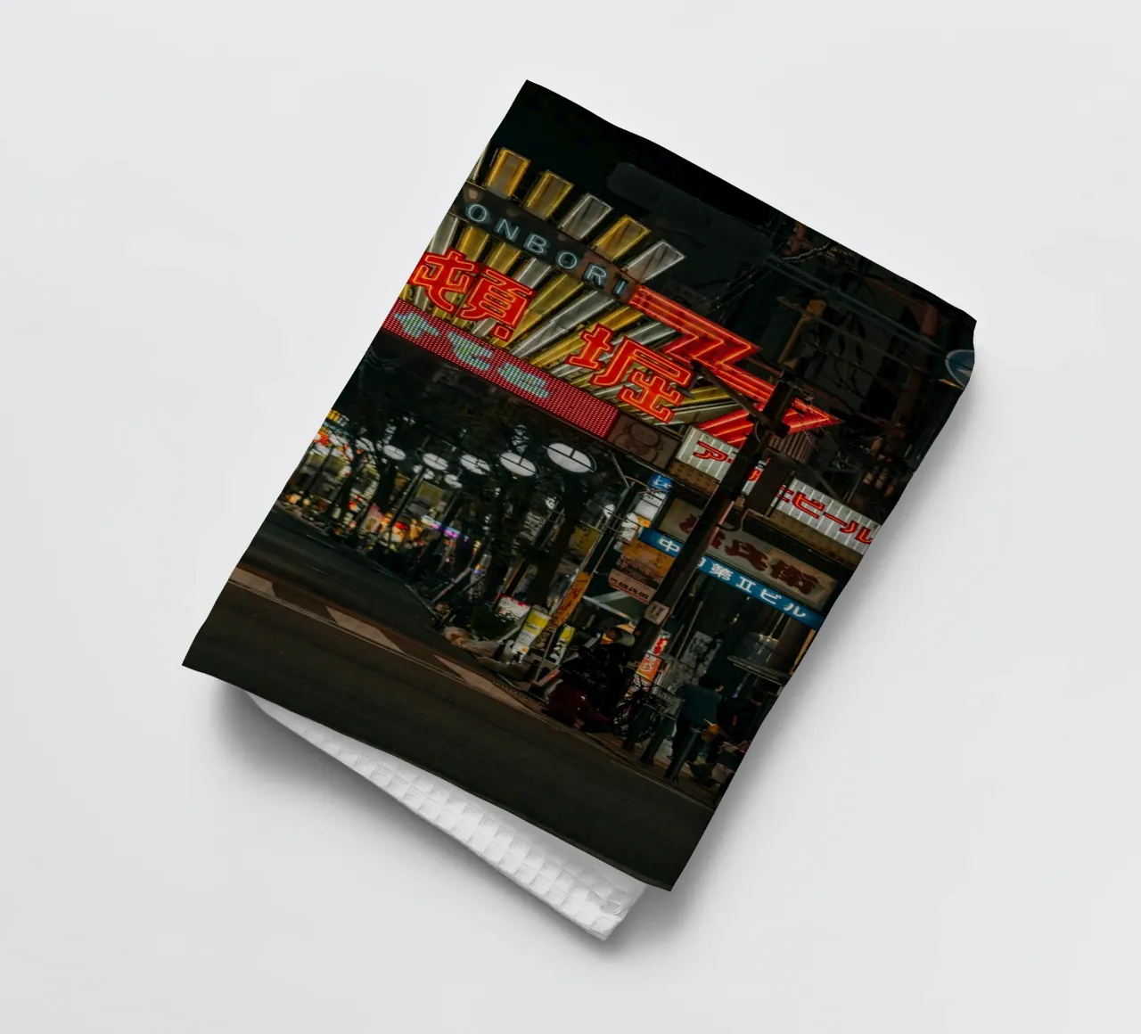 Dotonbori Osaka by Night, Japan tea towel by Marcel Bisig