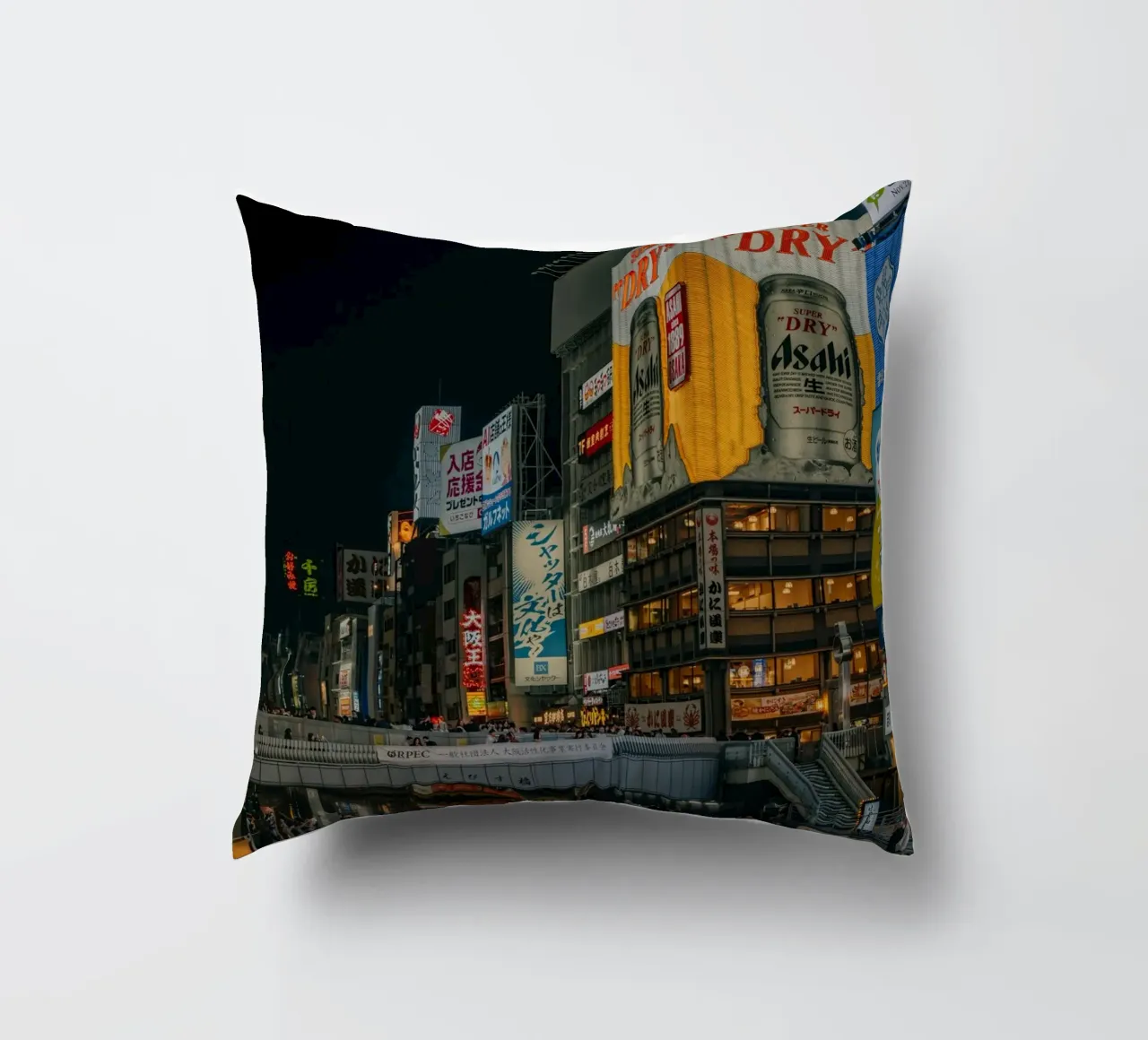 Dotonbori by Night - Osaka, Japan decorative cushion by Marcel Bisig