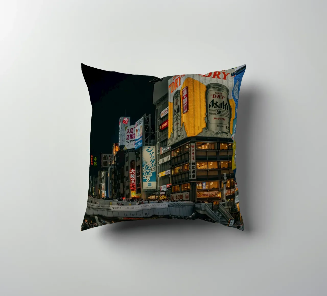 Dotonbori by Night - Osaka, Japan decorative cushion by Marcel Bisig
