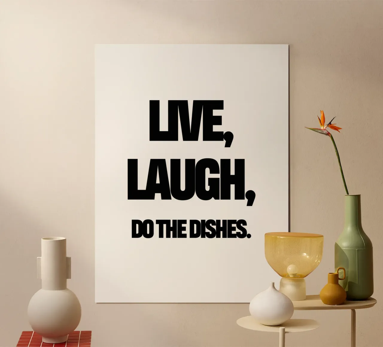 Live, Laugh, Do The Dishes poster con telaio in legno da TheGrumpyHomeDecor