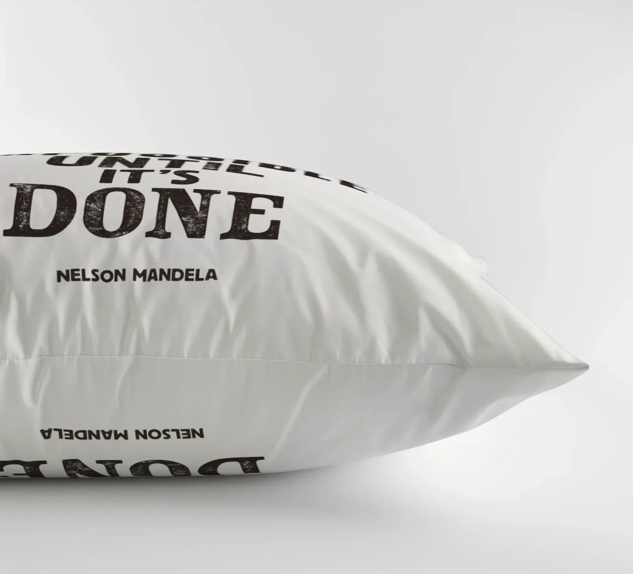 It Always Seems Impossible Until It's Done Quote Print decorative cushion by THE MOTIVATED TYPE