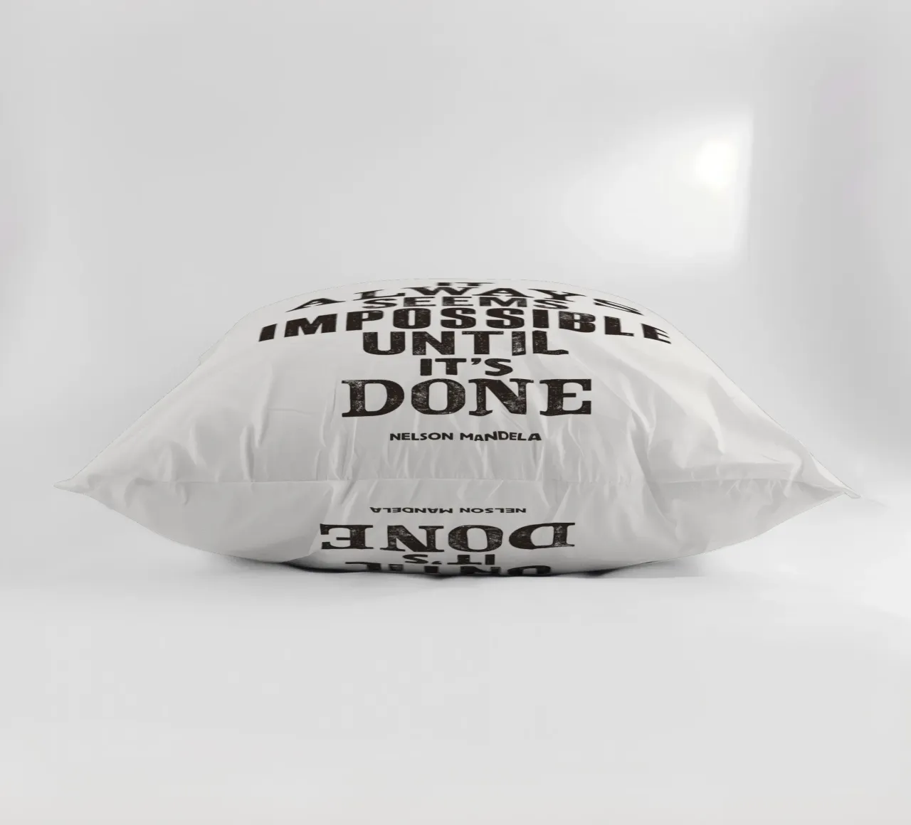 It Always Seems Impossible Until It's Done Quote Print decorative cushion by THE MOTIVATED TYPE