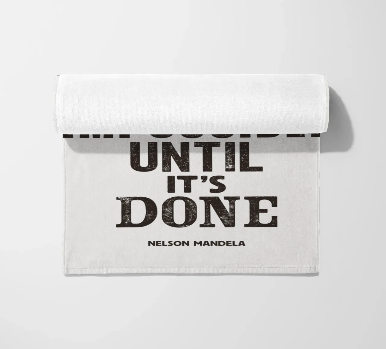 It Always Seems Impossible Until It's Done Quote Print beach towel by THE MOTIVATED TYPE